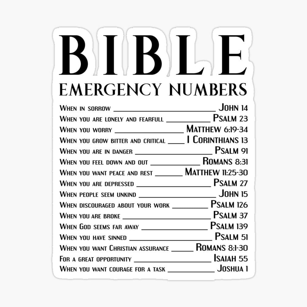 Bible Emergency Numbers Printable Free Printable
