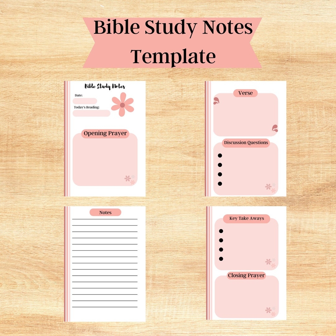 Bible Study Notes Template Printable Bible Study Guide Etsy
