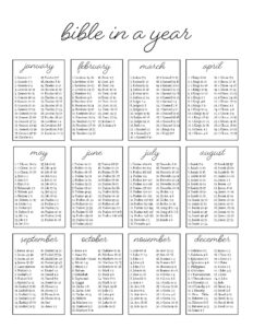 Read Through Bible In A Year Printable Schedule - bible ...