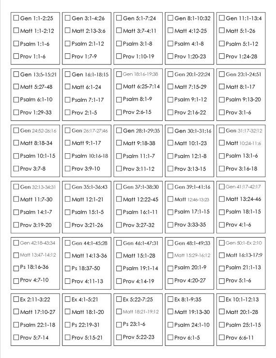 Free Printable Read The Bible In A Year Schedule Printable Schedule