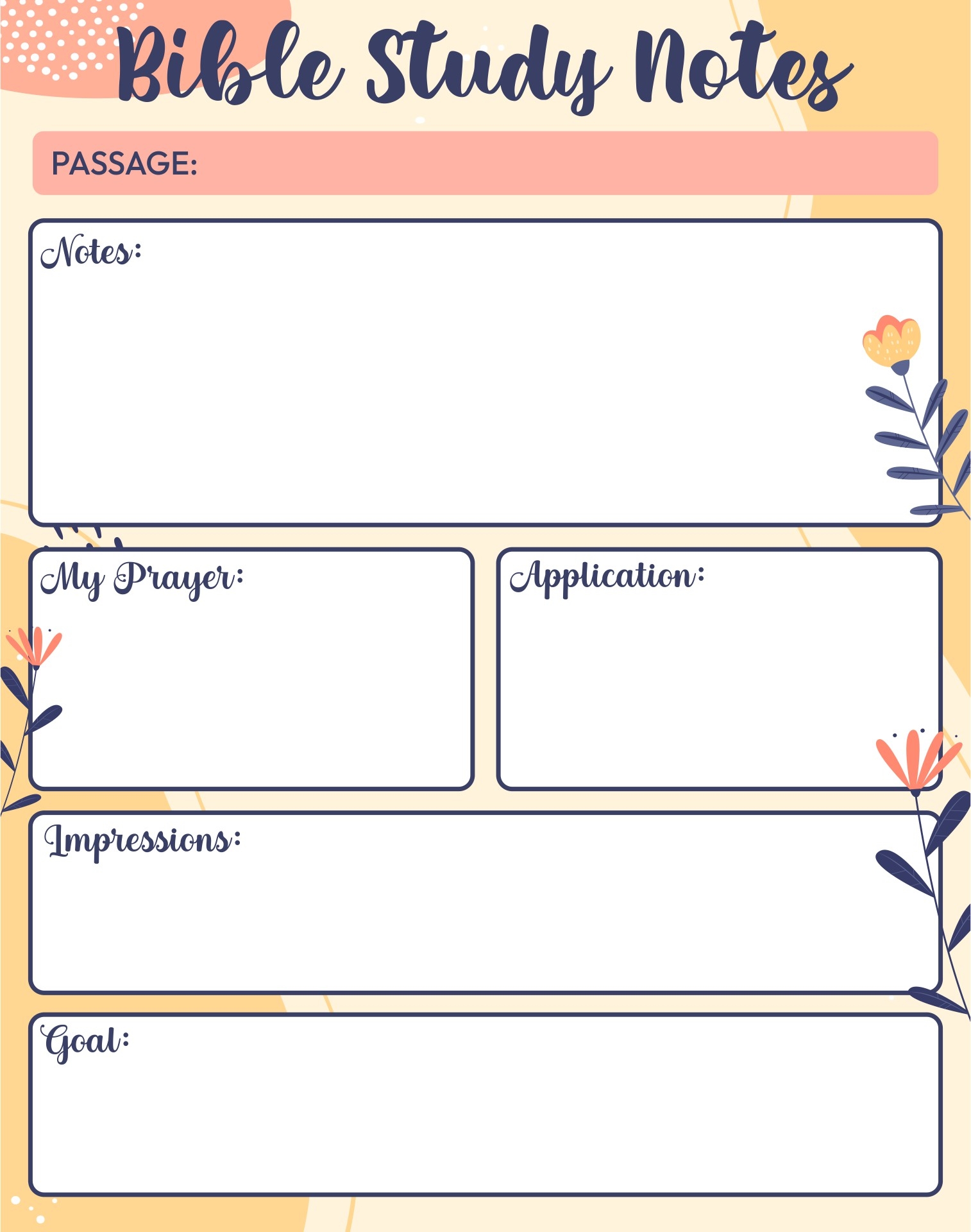 Printable Bible Study Notes Template