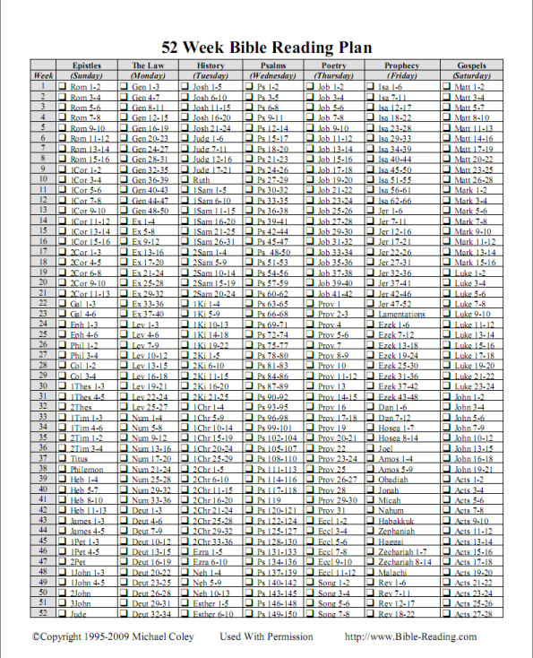 Read Through Bible In A Year Printable Schedule