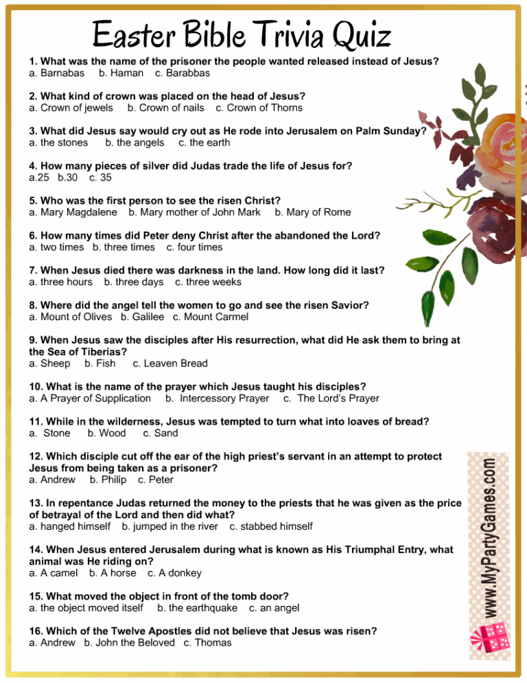 Free Printable Bible Trivia Quiz With Answer Key Bible 45 OFF