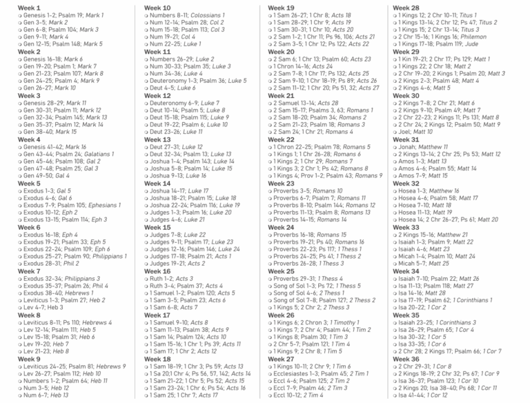 Free Printable Chronological Bible Reading Plan PDF Printables For 